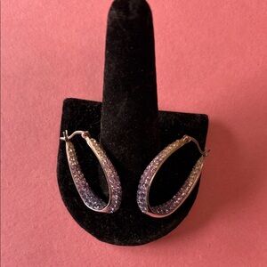 Elegant Silver and Purple Hoop Earrings